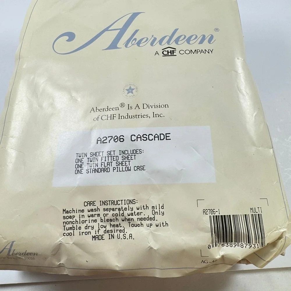 VTG Aberdeen Cascade Twin Sheet 3pc Floral Made in USA New Open Box Cottagecore
